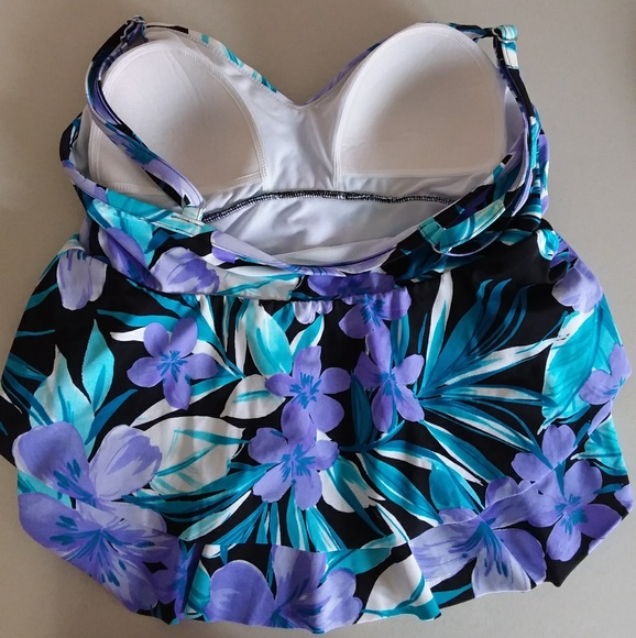 ☆☆SOLD☆☆ Trim Shaper Tropical Print Tankini Top - Picture 3 of 8